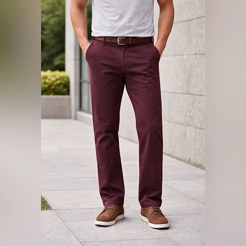 Banana Republic Aiden Chino Pants Cotton 36 Waist Purple Basil
